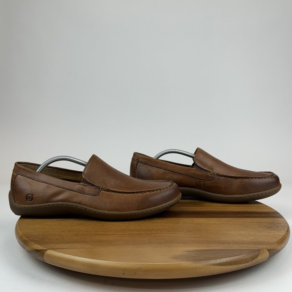 Mens Born Brown Leather Casual Comfort Driving Moccasins Loafers Shoes Size‎ 9.5 - Picture 1 of 11